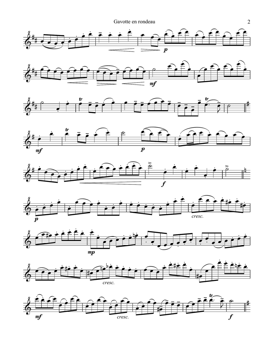 Gavotte en rondeau BWV 1006 for descant recorder solo Small Ensemble scores gallery preview page 2