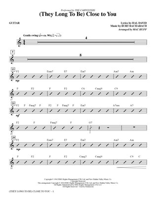 Book cover for (They Long to Be) Close To You (arr. Mac Huff) - Guitar