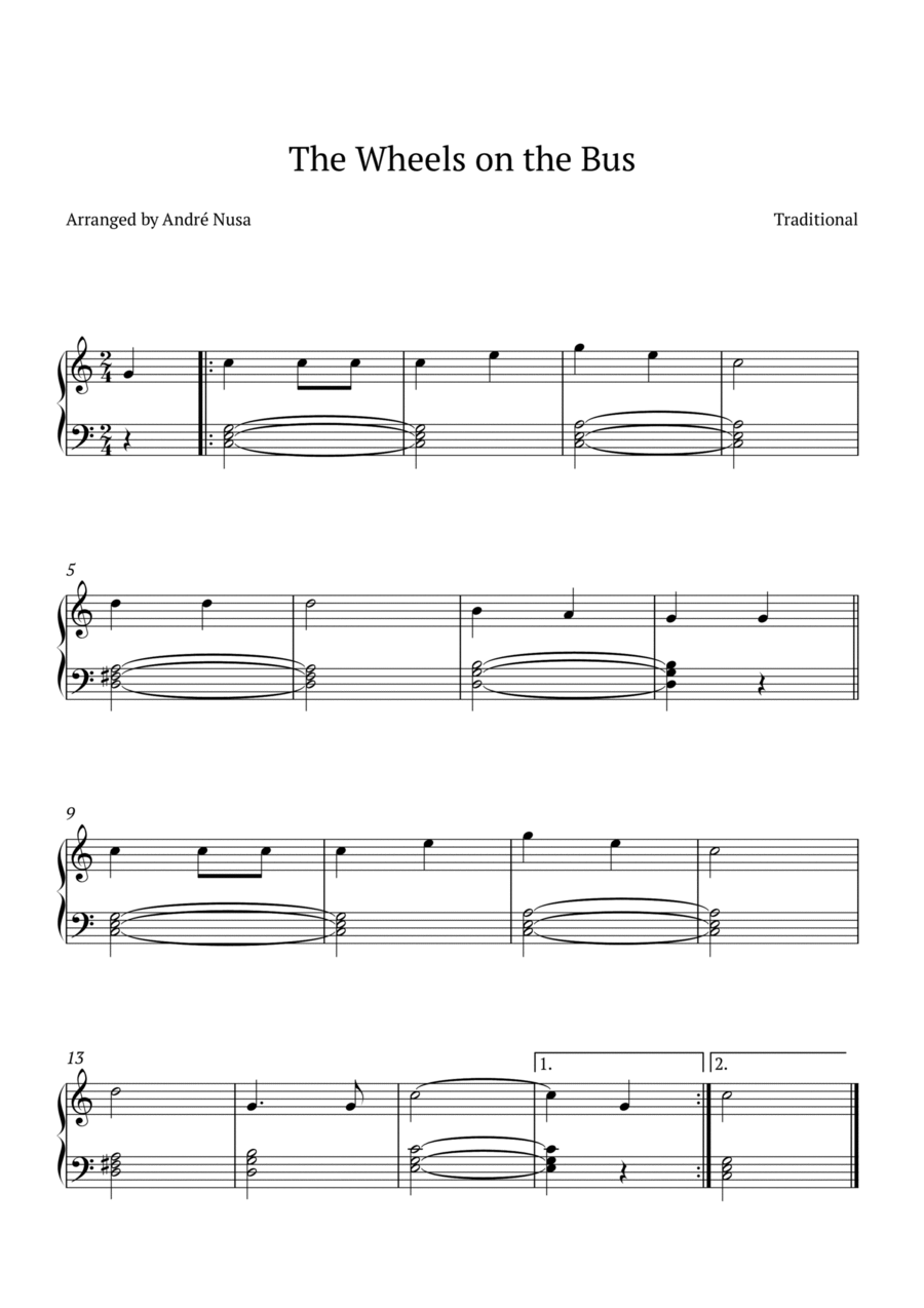 The Wheels on the Bus Piano Solo scores gallery preview page 1