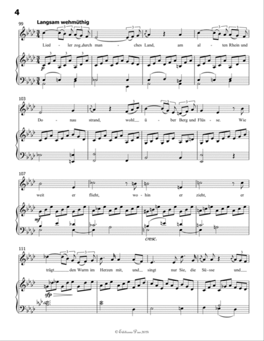 Der Liedler, by Schubert, Op.38(D.209), in a minor Voice scores gallery preview page 6