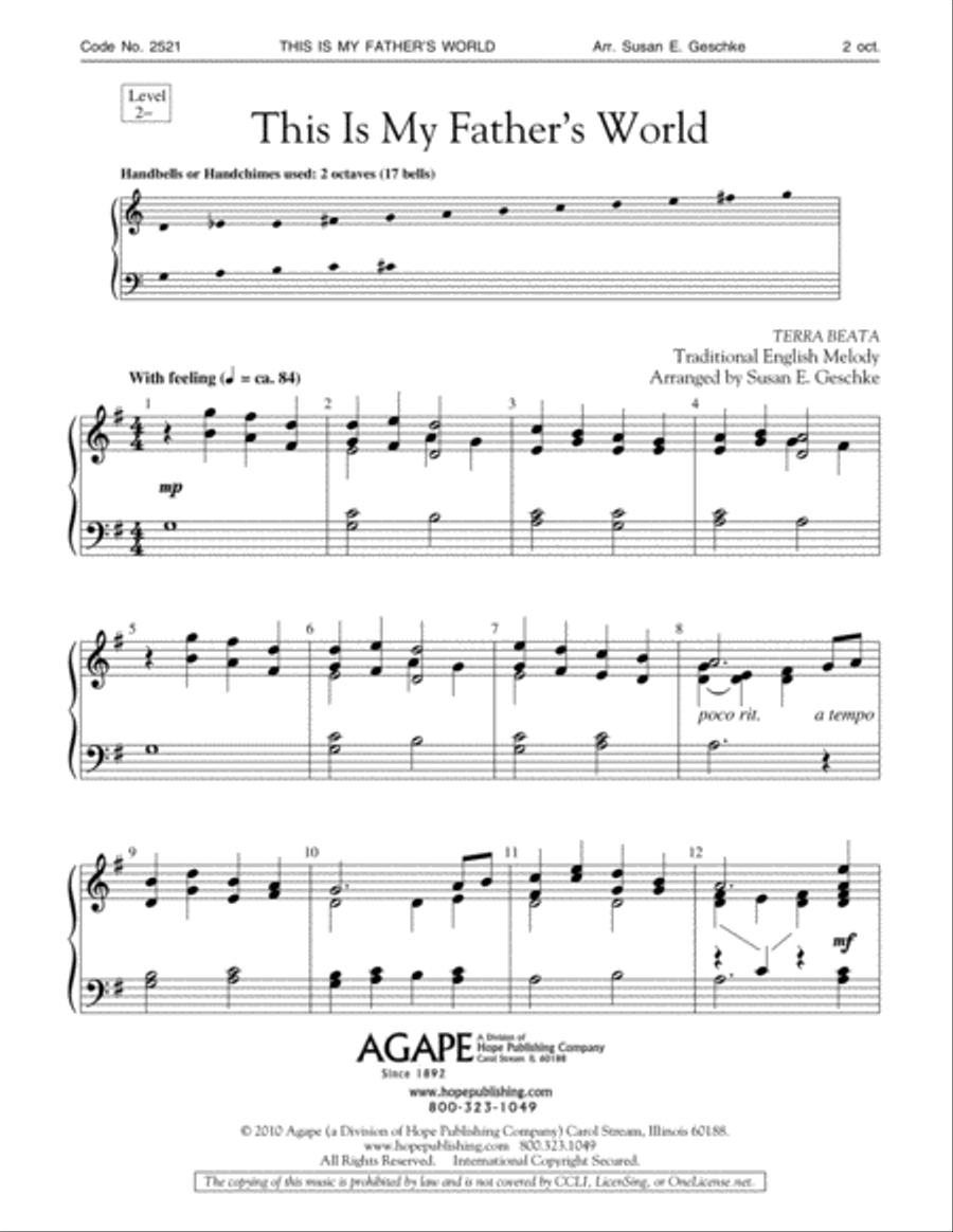 This Is My Father's World 2-Octaves scores gallery preview page 2