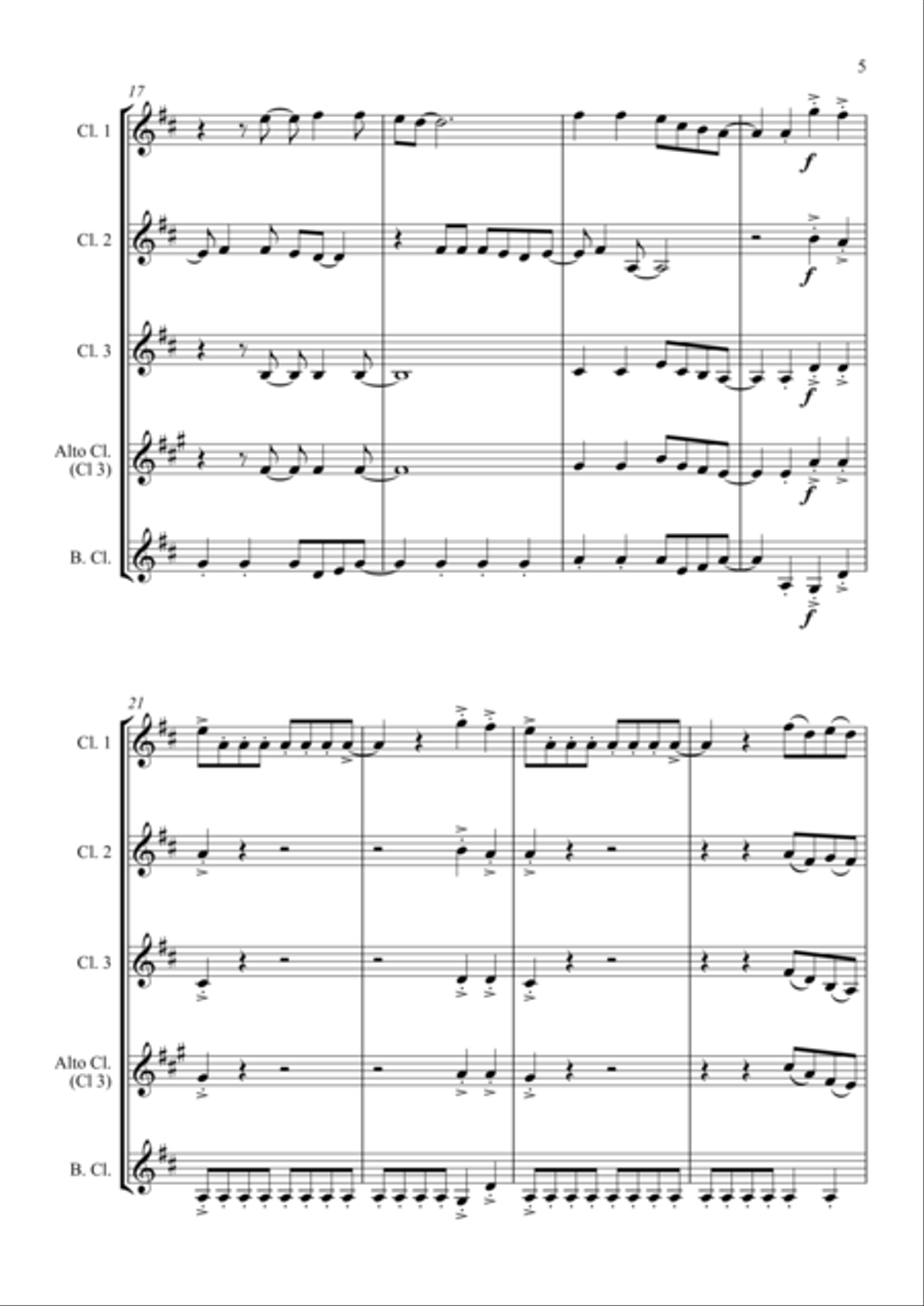 Mamma Mia Mamma Mia Clarinet Quartet scores gallery preview page 5