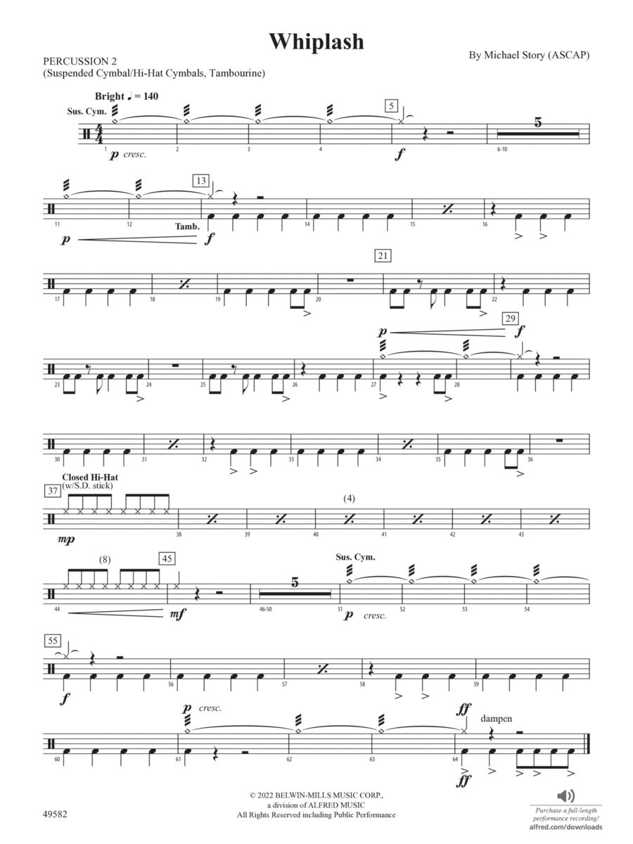 Whiplash: 2nd Percussion Concert Band scores gallery preview page 1