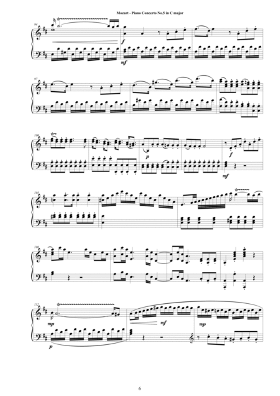 Mozart - Piano Concerto No.5 in D major K 175 - Complete Piano Version Piano Solo scores gallery preview page 6