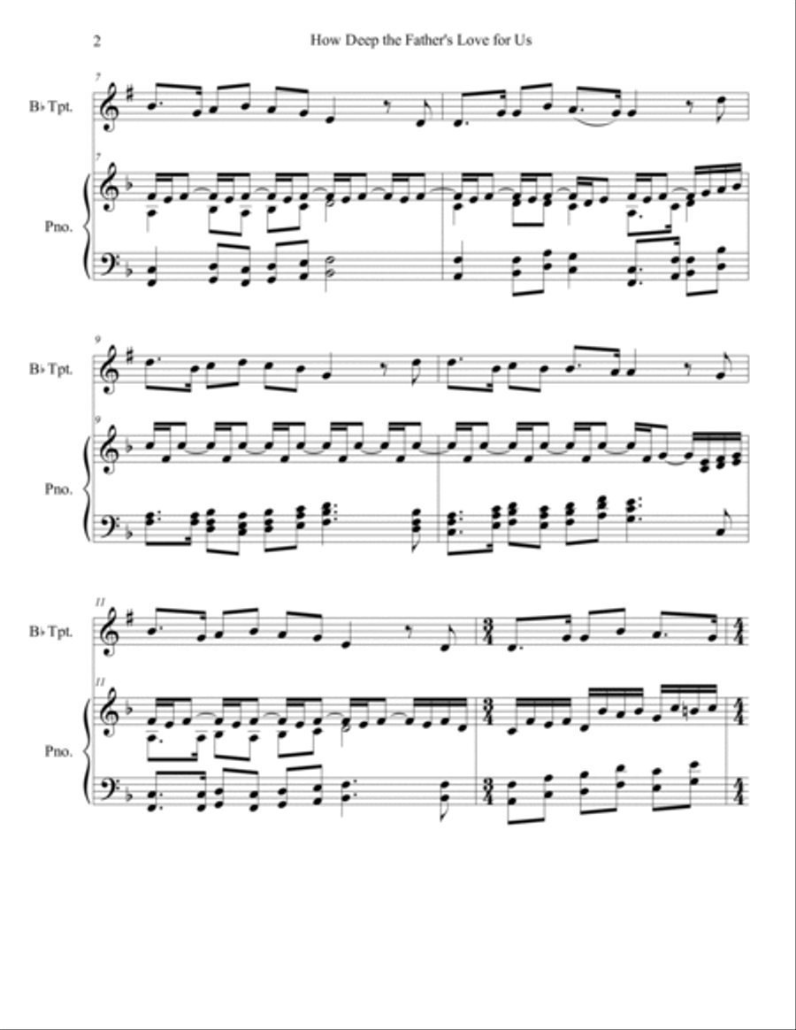 How Deep The Father's Love For Us Trumpet Solo scores gallery preview page 2