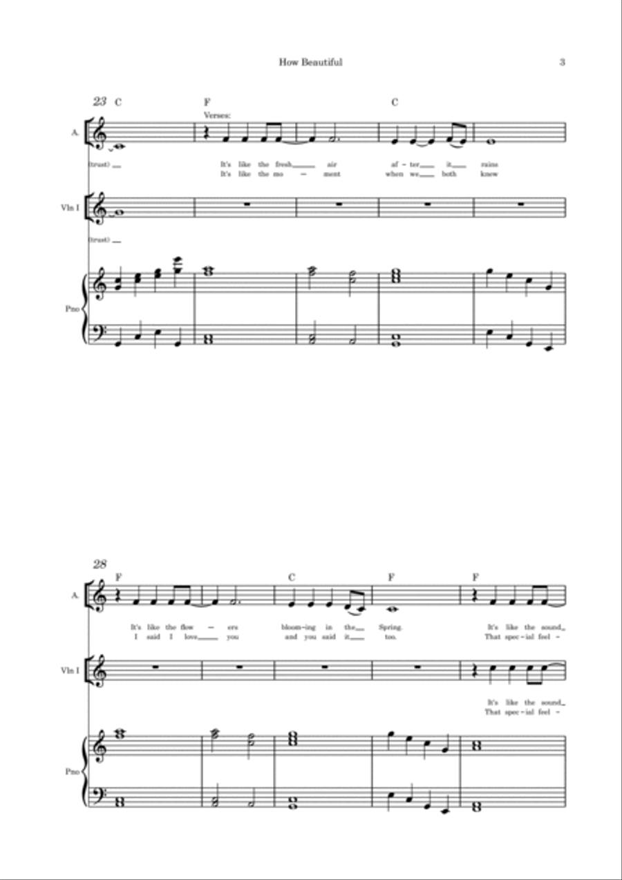 How Beautiful (Is the Love Between the Two of Us) - Alto solo, violin and piano Guitar scores gallery preview page 3