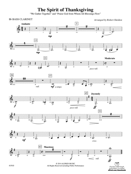 The Spirit of Thanksgiving: B-flat Bass Clarinet