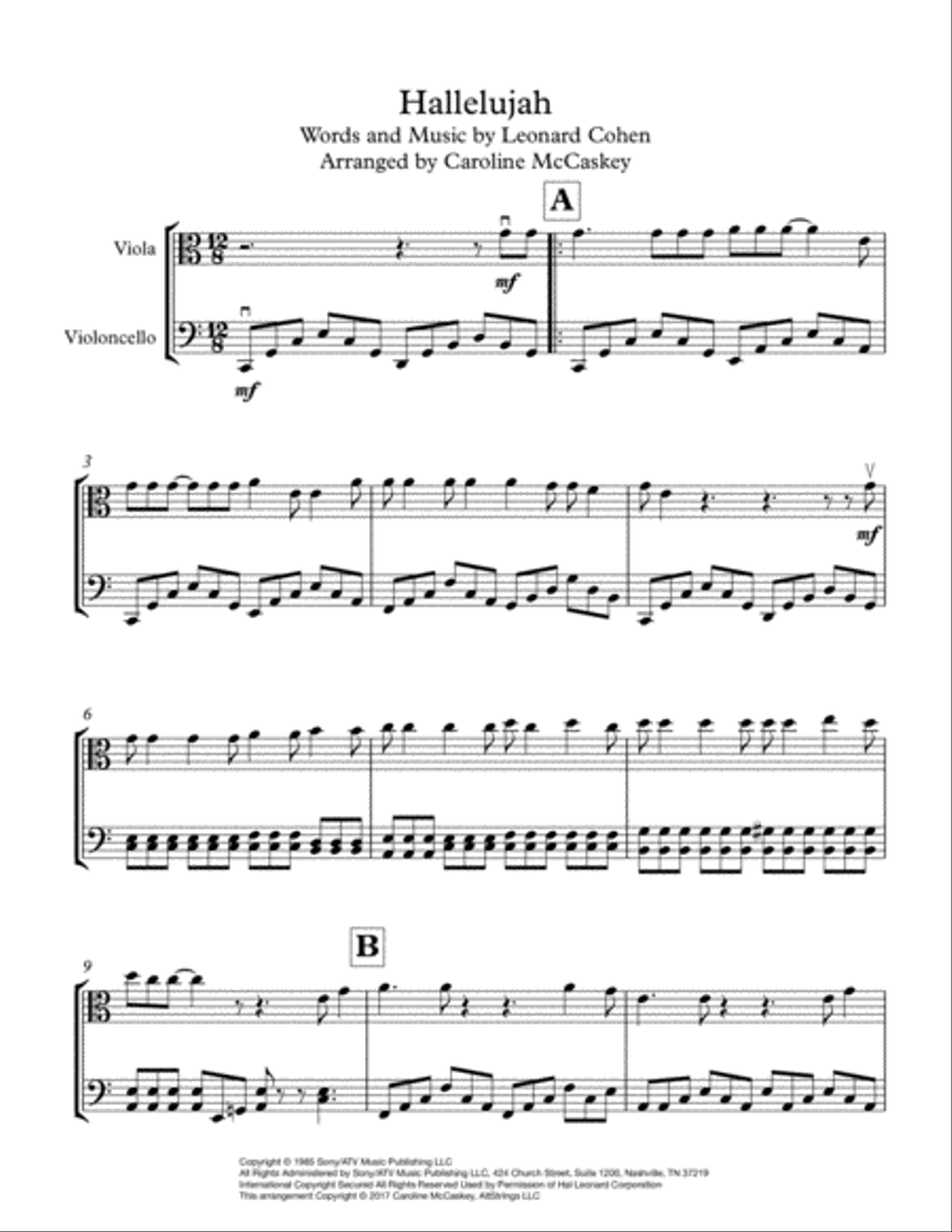 Hallelujah String Duet scores gallery preview page 2