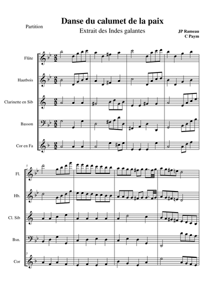 Rameau Danse du calumet de la paix - woodwind quintet