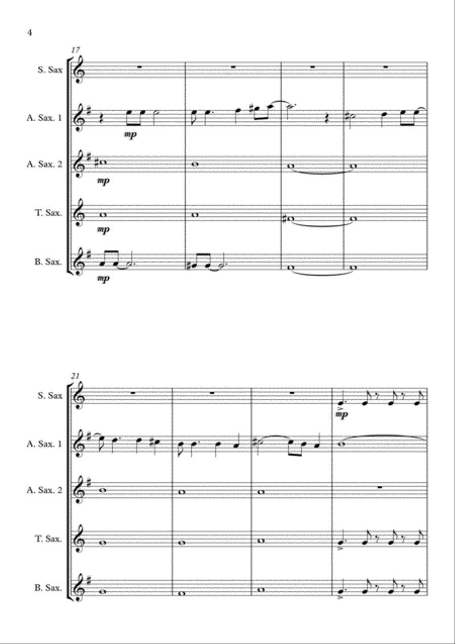 Africa Africa Saxophone Quintet scores gallery preview page 4