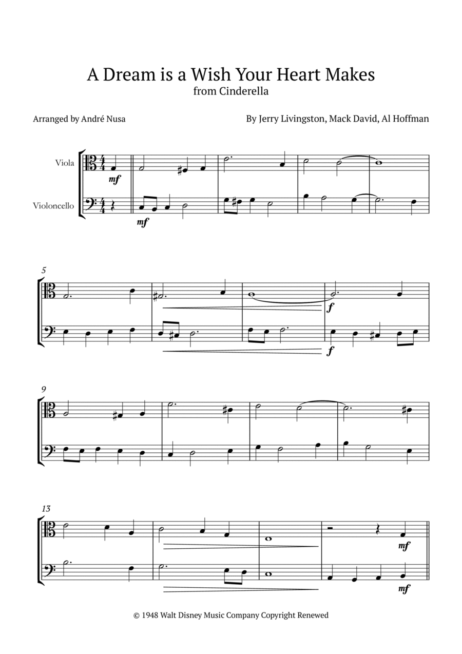 A Dream Is A Wish Your Heart Makes String Duet scores gallery preview page 1
