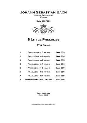 Book cover for Bach - 8 Little Preludes (Kleine Präludien) BWV 553-560 for Piano