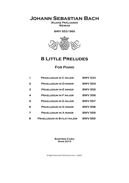 Bach - 8 Little Preludes (Kleine Präludien) BWV 553-560 for Piano image number null