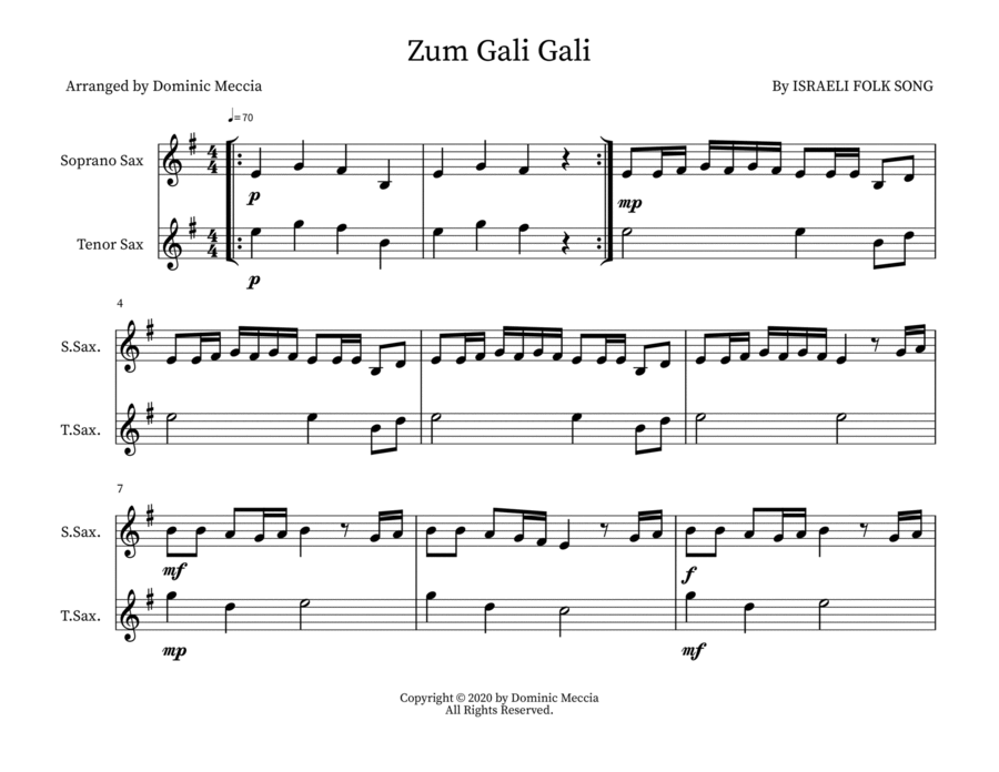 Zum Gali Gali Woodwind Duet scores gallery preview page 1