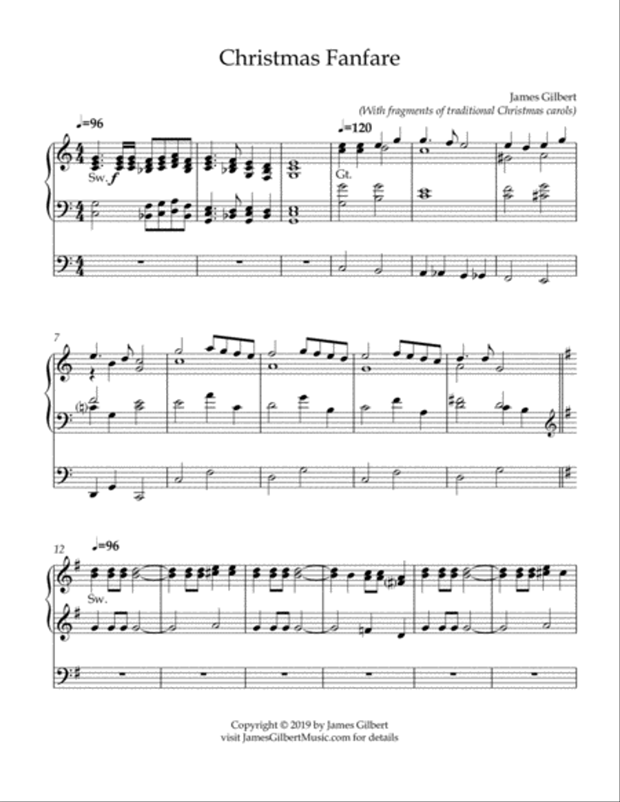 Christmas Fanfare Organ Solo scores gallery preview page 1