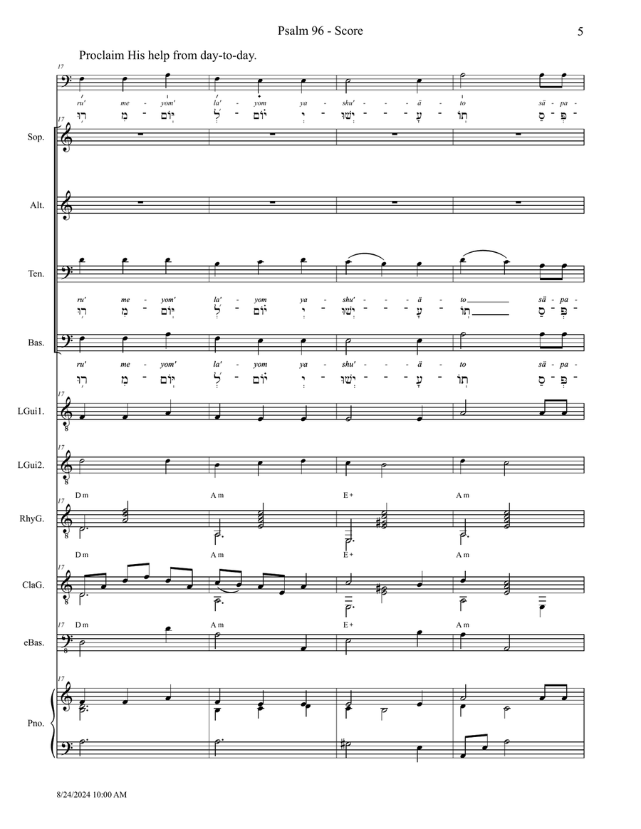 Psalm 96 - Score Only Small Ensemble scores gallery preview page 5