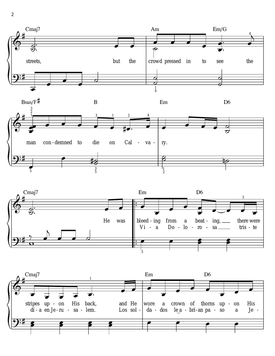 Via Dolorosa Easy Piano scores gallery preview page 2