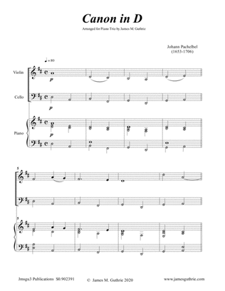 Pachelbel: Canon in D for Piano Trio