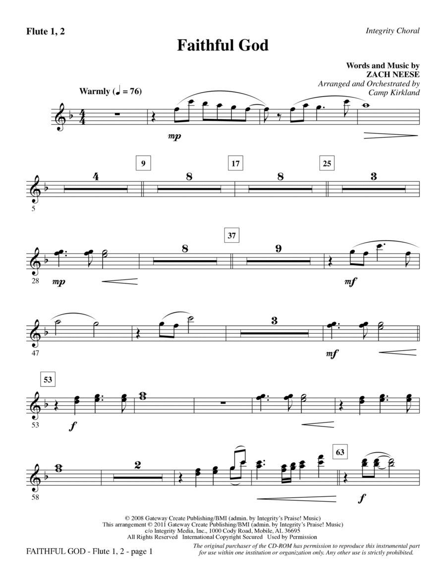 Faithful God - Flute 1 & 2 Choir scores gallery preview page 1