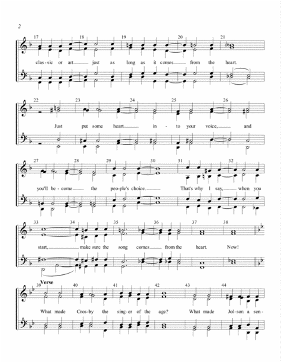 The Song's Gotta Come From The Heart SSAA scores gallery preview page 2