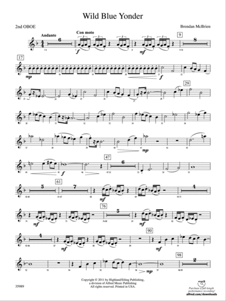 Wild Blue Yonder: 2nd Oboe Full Orchestra scores gallery preview page 1