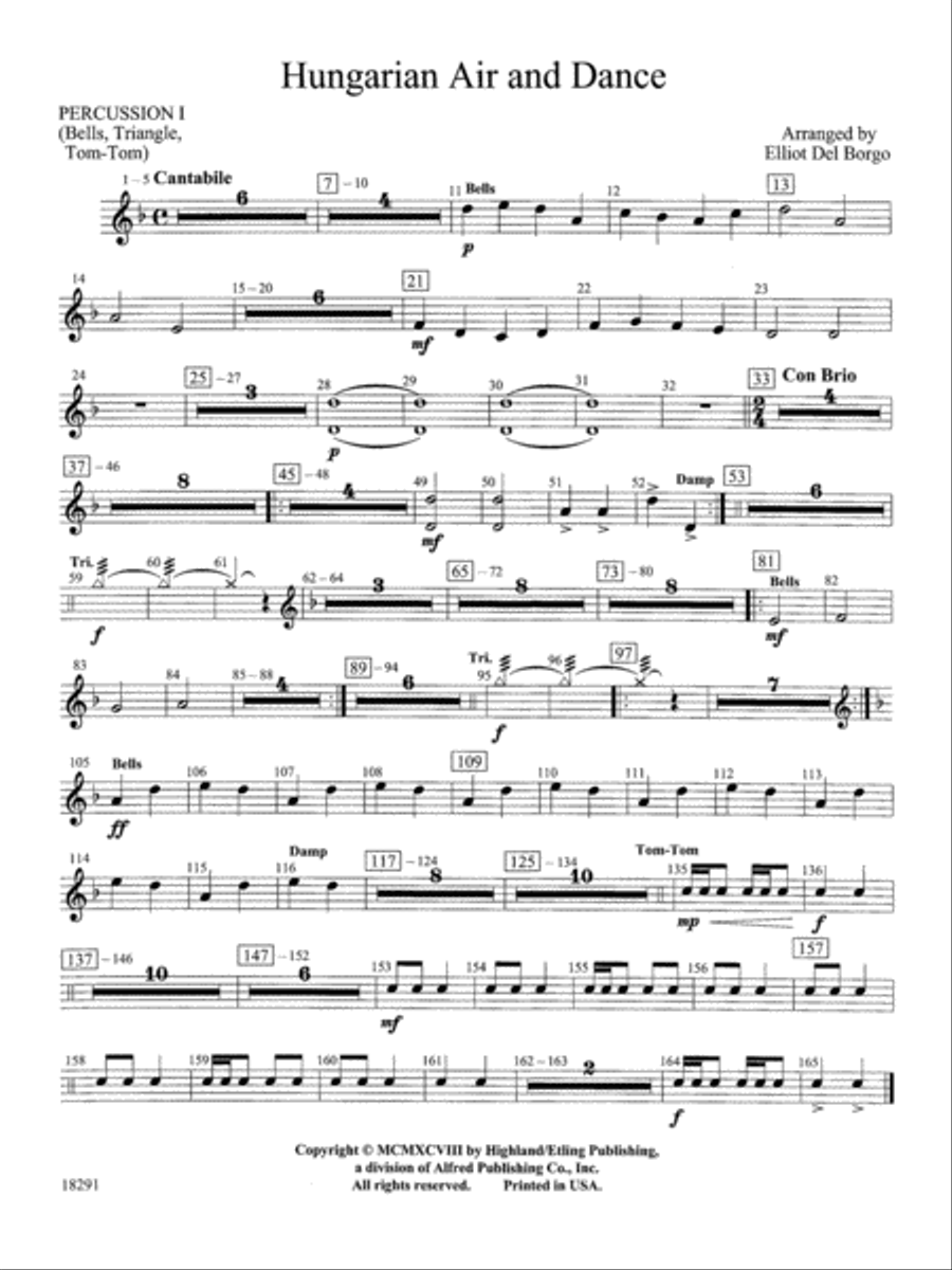 Hungarian Air and Dance: 1st Percussion Full Orchestra scores gallery preview page 1