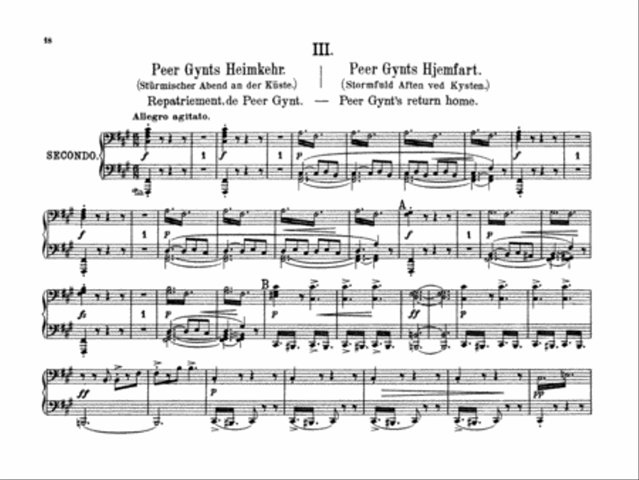 Grieg: Peer Gynt Suite, No. 2, Op. 55 Piano Duet scores gallery preview page 1
