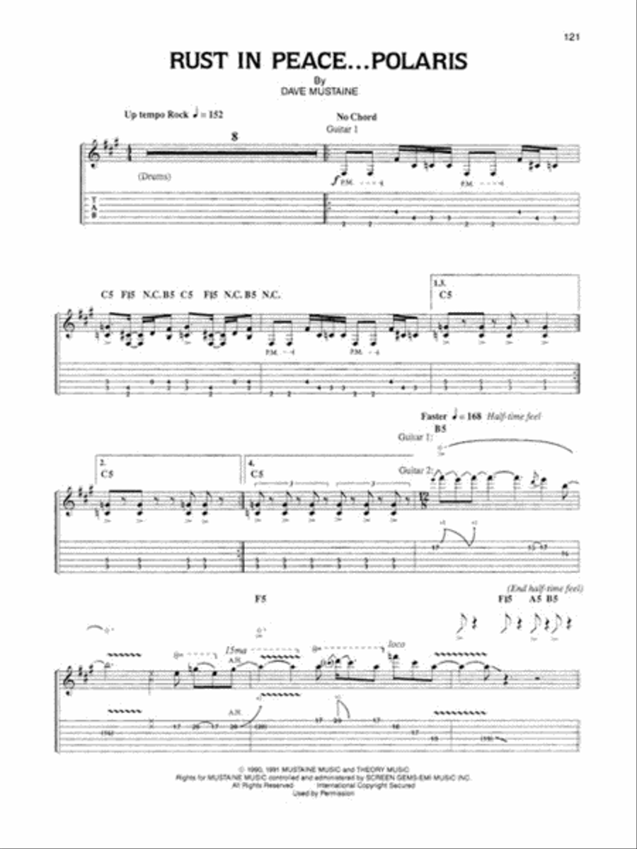 Megadeth – Rust in Peace Electric Guitar scores gallery preview page 8