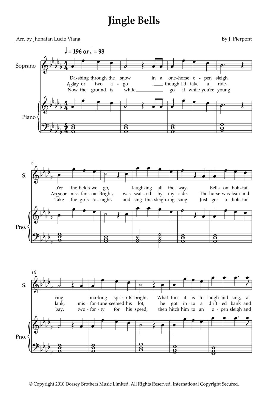 Jingle Bells Soprano Voice scores gallery preview page 1