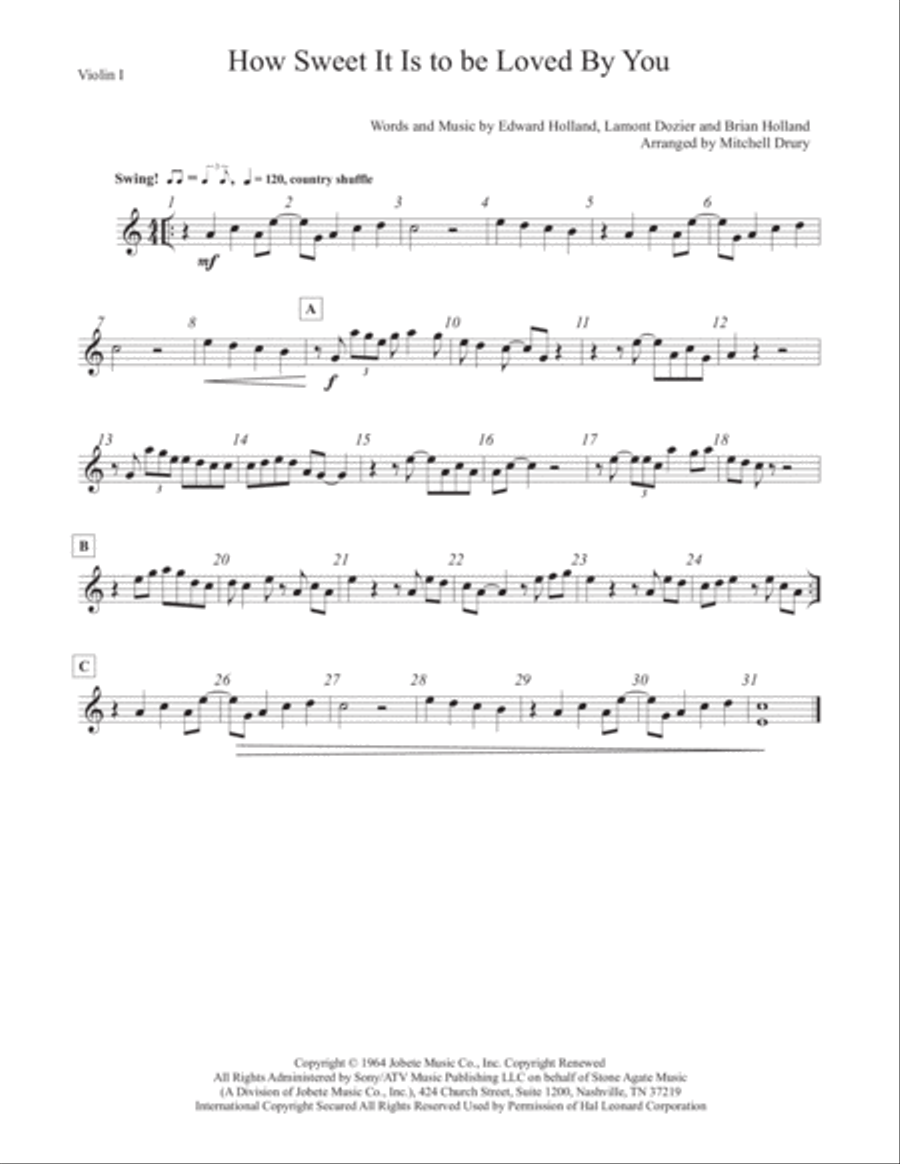 How Sweet It Is (To Be Loved By You) String Quartet scores gallery preview page 1