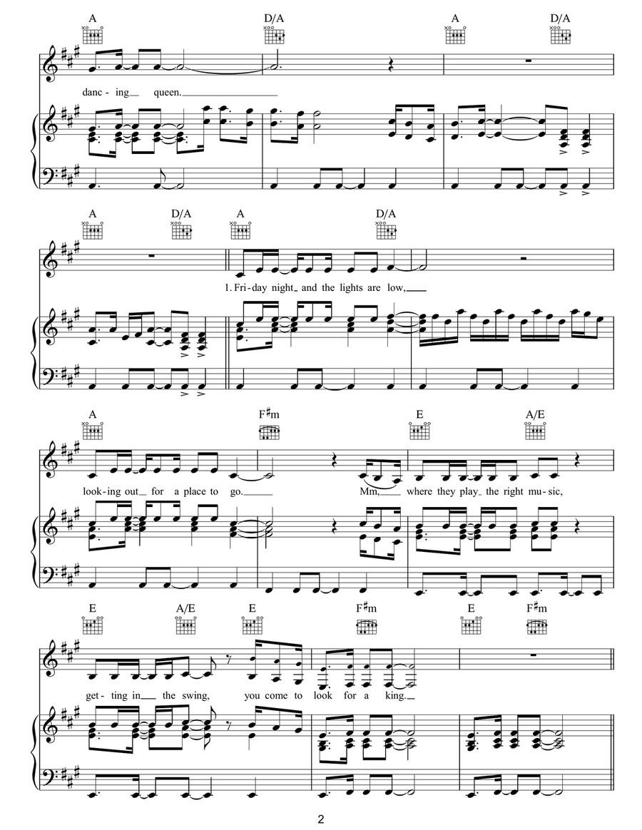 Dancing Queen Dancing Queen Piano, Vocal, Guitar scores gallery preview page 2