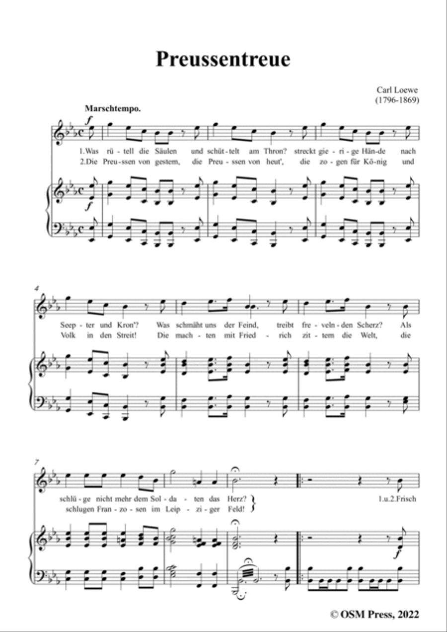 Loewe-Preussentreue,in E flat Major,for Voice and Piano Voice Solo scores gallery preview page 3