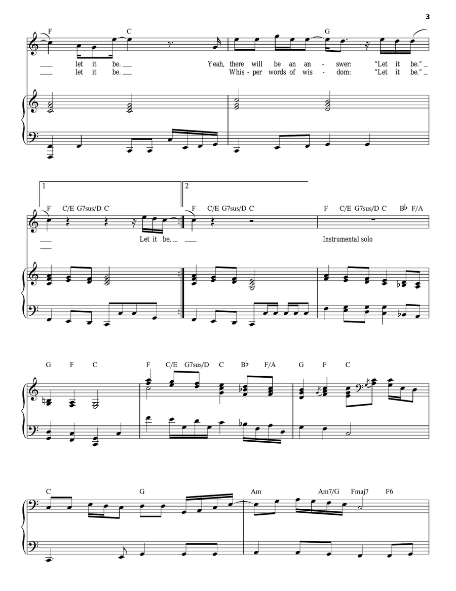 Let It Be Piano, Vocal scores gallery preview page 3