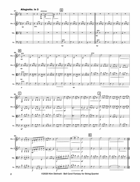 Bell Carol Fantasy for String Quartet (Score and Parts) image number null
