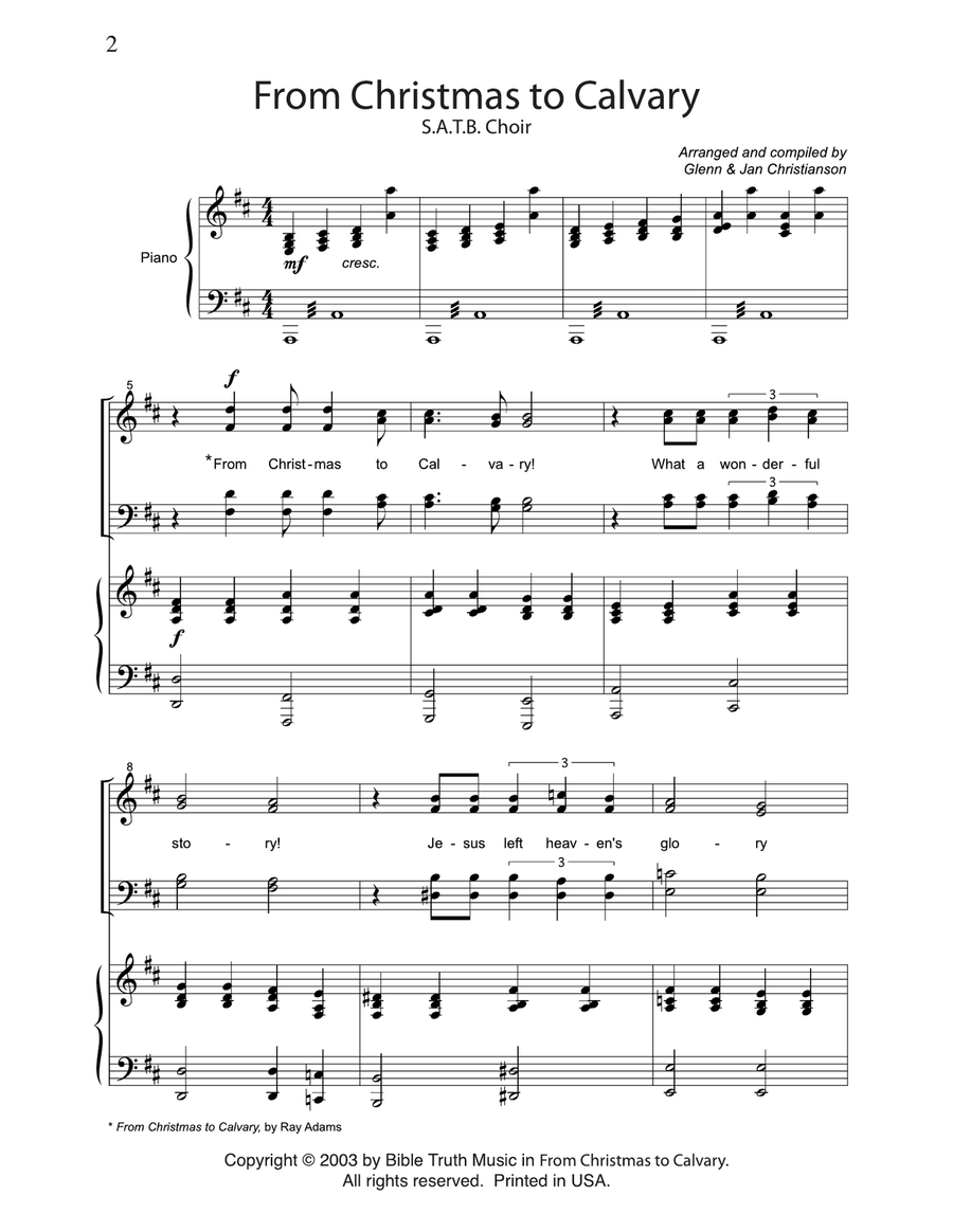 From Christmas To Calvary Octavo 4-Part scores gallery preview page 1