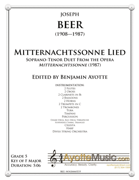 Joseph Beer - Mitternachtssonne-Lied, soprano-tenor duet from the opera MItternachtssonne (1987)