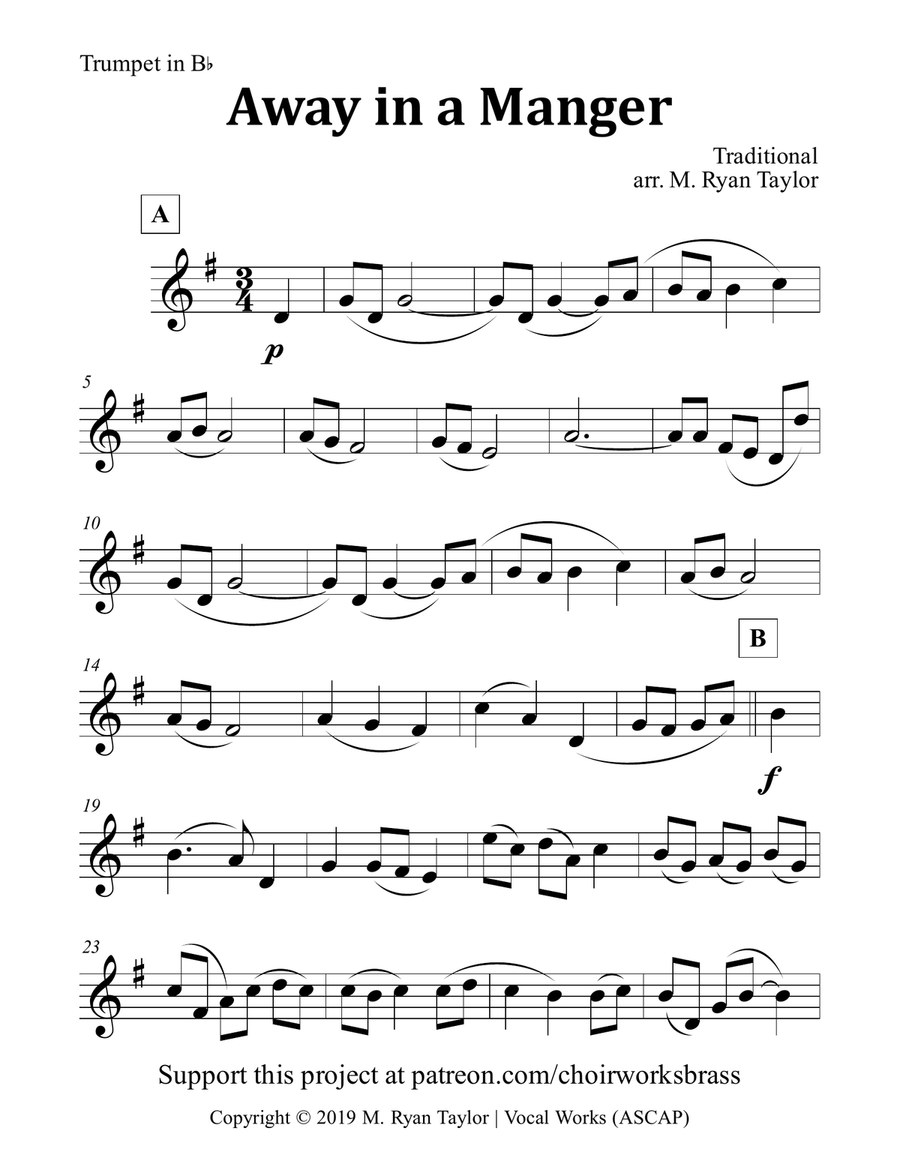 Away in a Manger for Brass Trio (Trumpet, Trombone, Tuba) Brass Trio scores gallery preview page 4