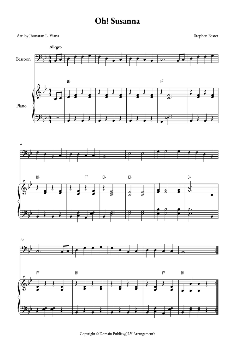 Oh! Susanna Bassoon scores gallery preview page 1