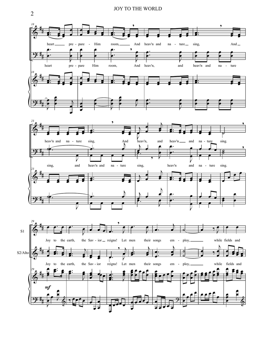Joy to the World Joy to the World 4-Part scores gallery preview page 2
