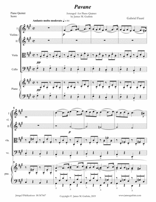 Fauré: Pavane Op. 50 for Piano Quintet