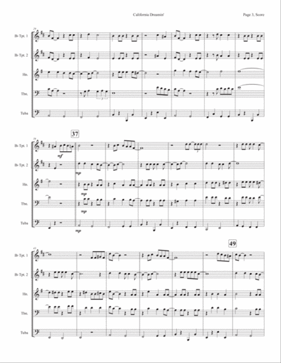 California Dreamin' Horn scores gallery preview page 3
