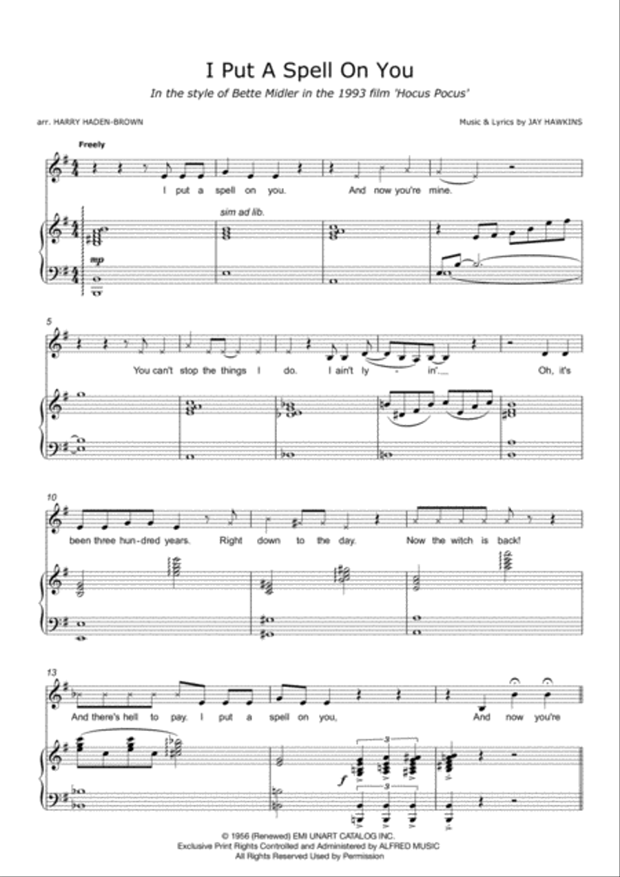 I Put A Spell On You Voice scores gallery preview page 1