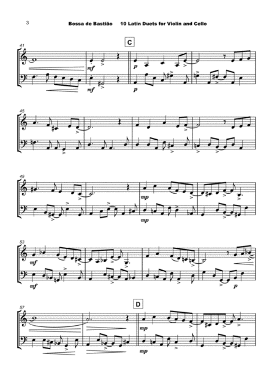 10 Latin Duets, for Violin and Cello String Duet scores gallery preview page 5