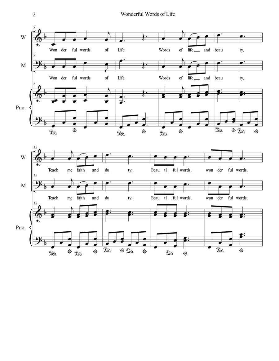 Wonderful Words of Life Medium Voice scores gallery preview page 2