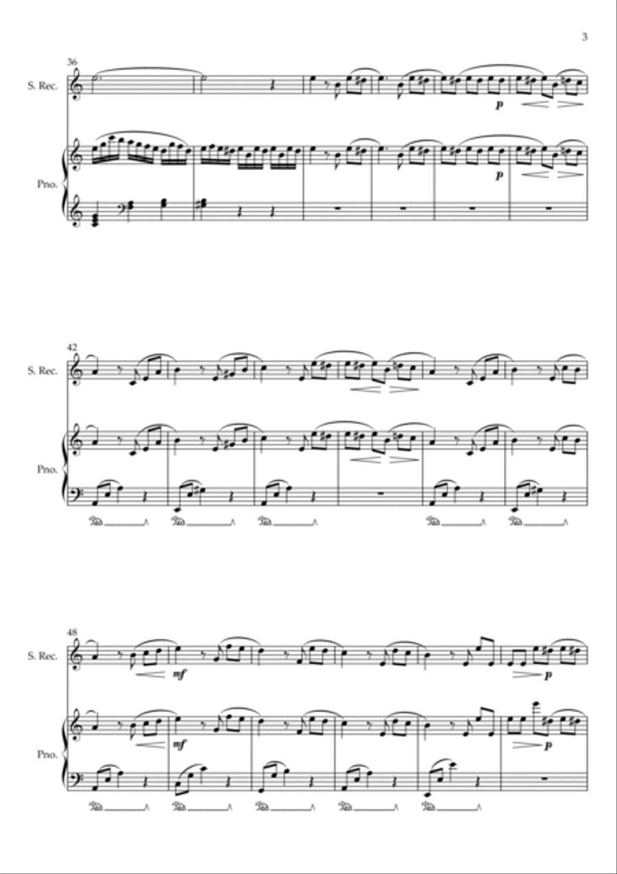 Für Elise (For Elise) - for Recorder and Piano accompaniment - with Piano Play along Recorder scores gallery preview page 3