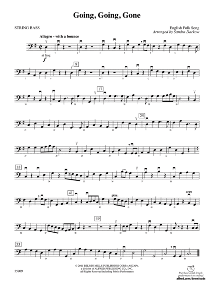 Going, Going, Gone: String Bass String Orchestra scores gallery preview page 1