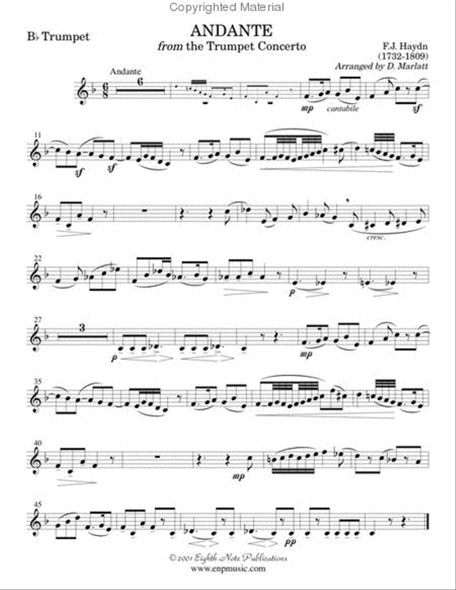 Andante (from the Trumpet Concerto) Small Ensemble scores gallery preview page 2