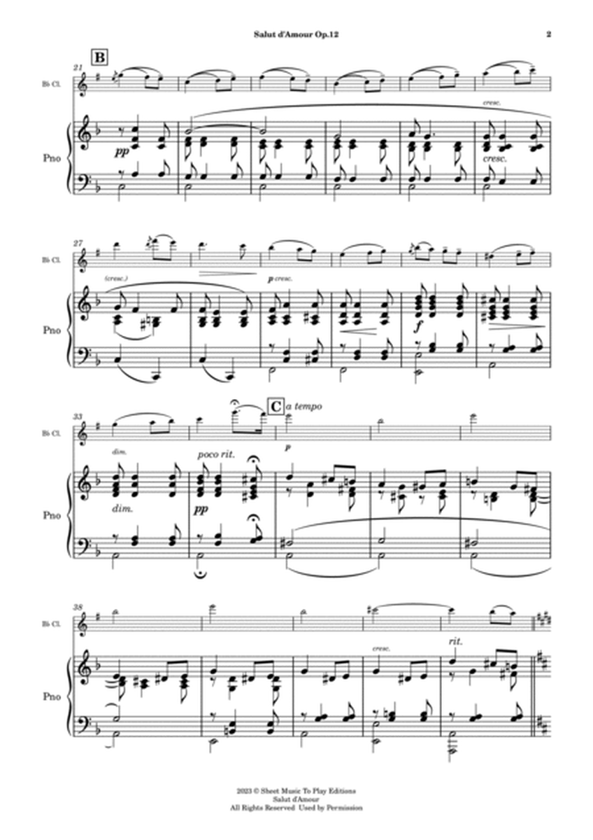 Salut d'Amour by Elgar - Bb Clarinet and Piano (Full Score) image number null
