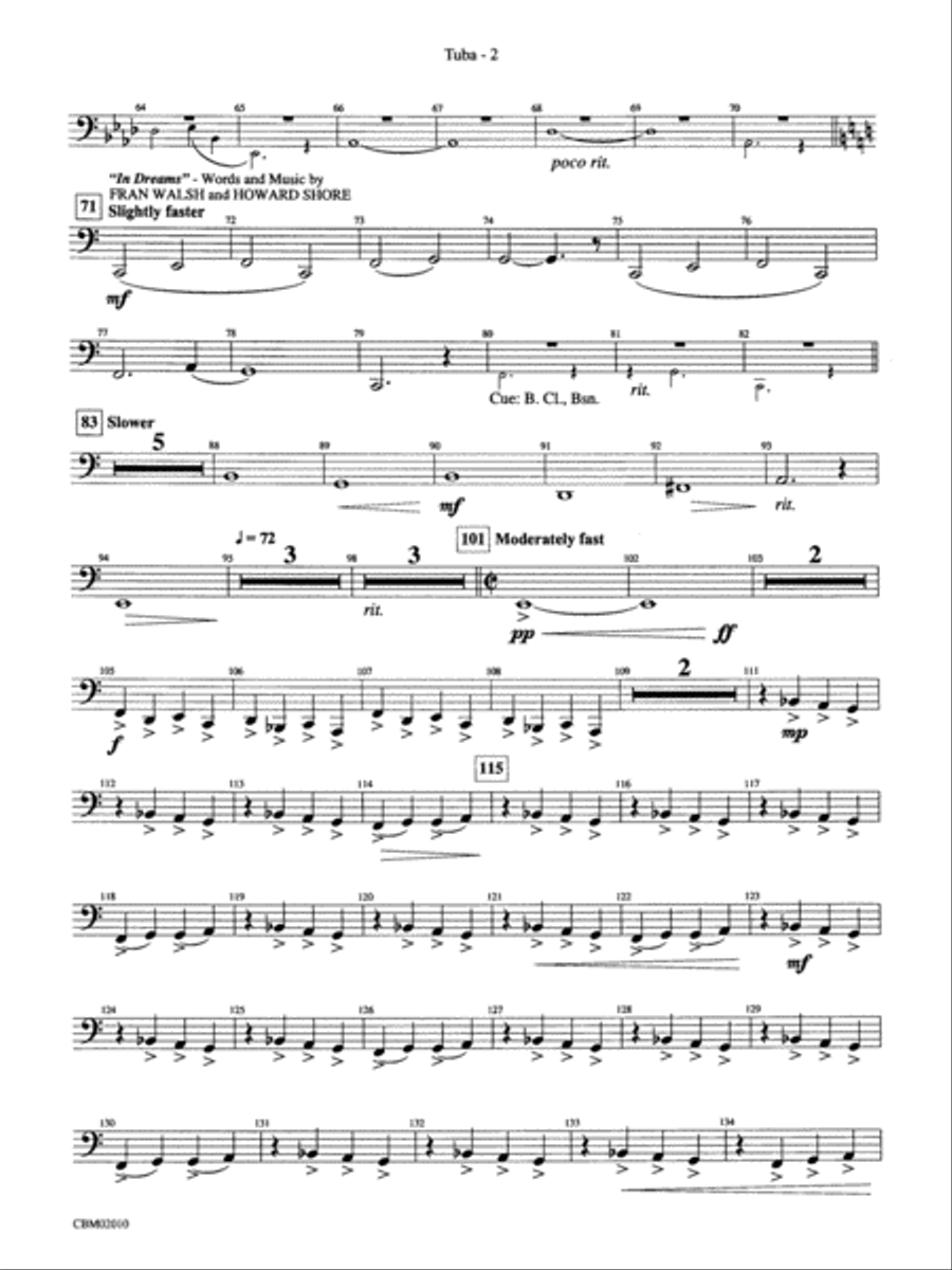 The Lord of the Rings: The Fellowship of the Ring, Concert Medley from: Tuba Concert Band scores gallery preview page 2