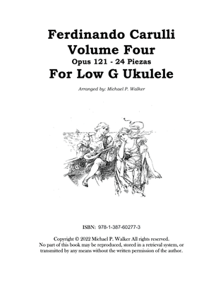 Ferdinando Carulli Volume Four Opus 121 - 24 Piezas For Low G Ukulele